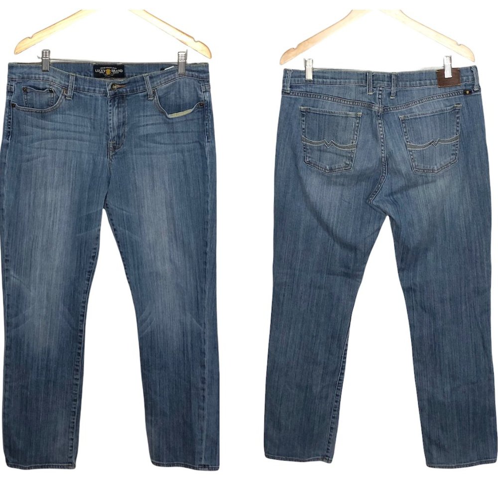 Lucky Brand Sweet N Straight Jeans High Rise Medium Wash Denim Faded Whiskering